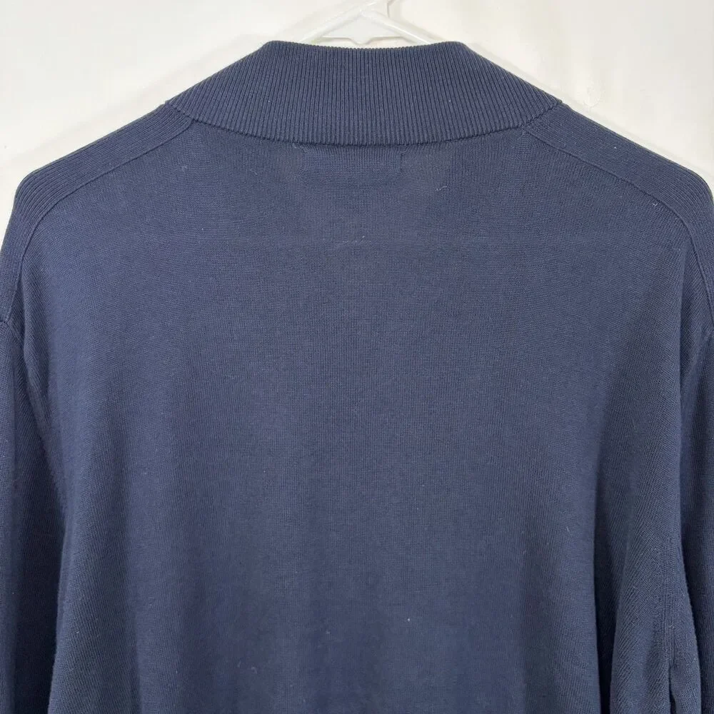 Banana Republic Supima Cotton Full Zip Cardigan Sweater Mens XL Navy Pockets